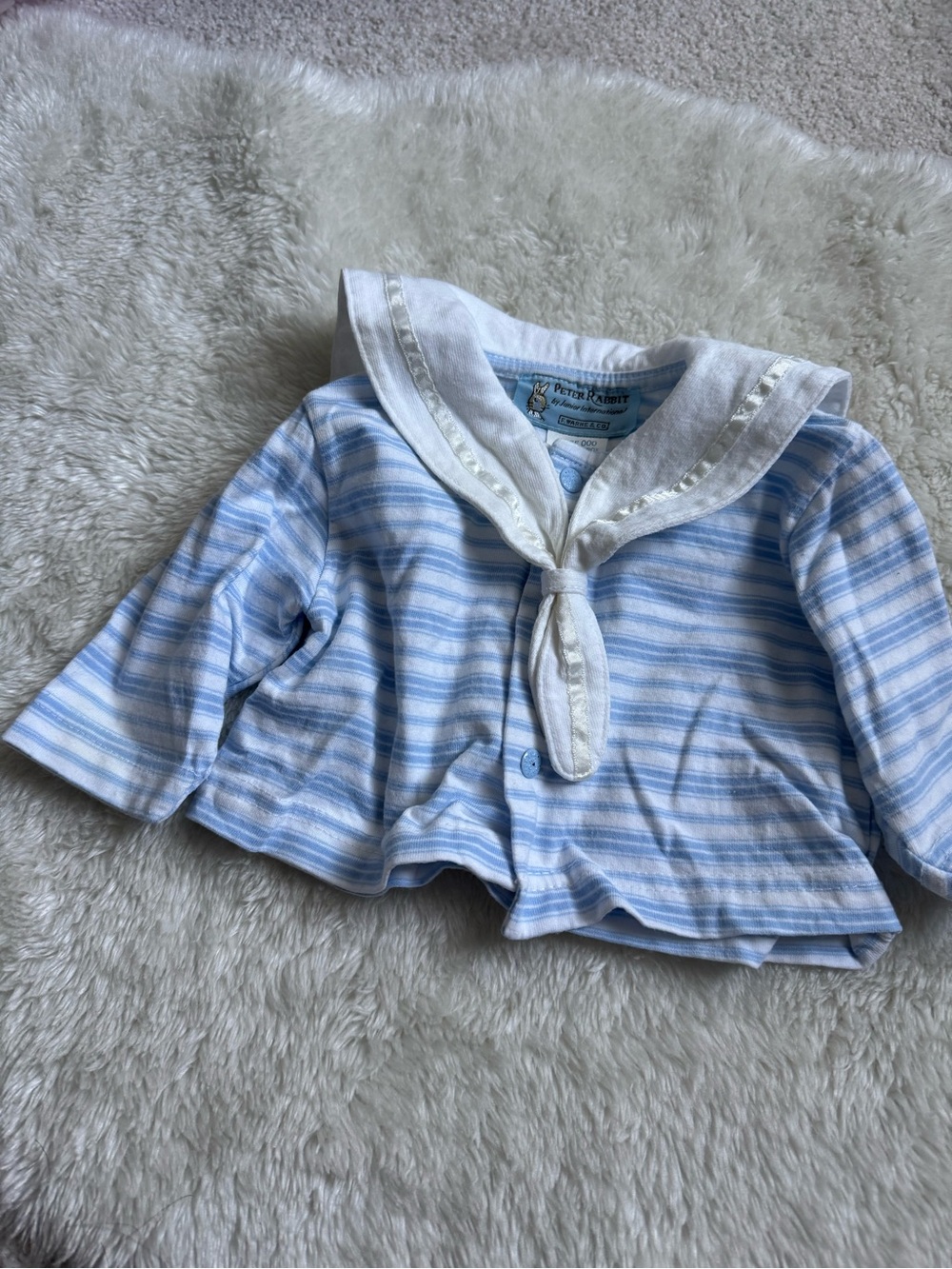 Peter Rabbit Light Blue & White Striped Sailor Button-Down Top